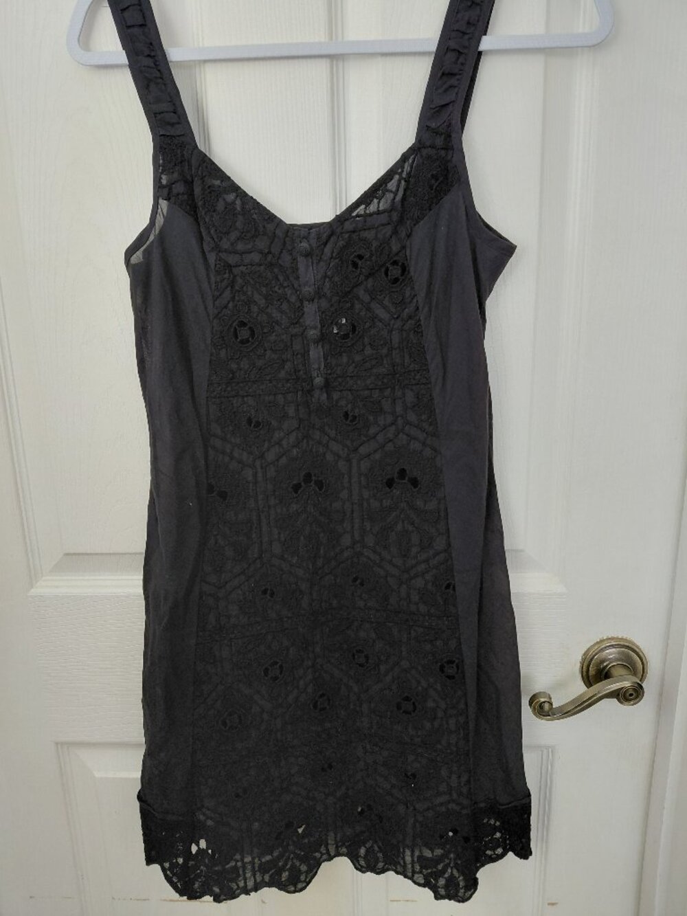 Vintage Burning Torch Black Embroidered Mini Dress Boho Summer Y2K Girly Whimsy